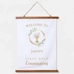 First Holy Communion green leaves Hanging Tapestry