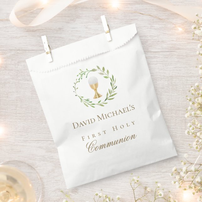 First Holy Communion green wreath Favour Bag (Clipped)