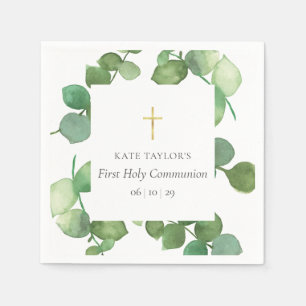 First Holy Communion Greenery Eucalyptus Napkin