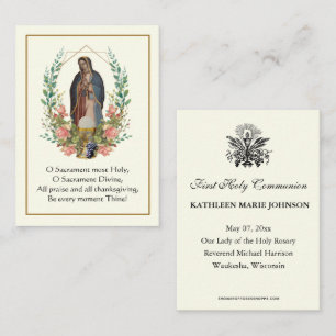First Holy Communion Guadalupe Prayer Business Card