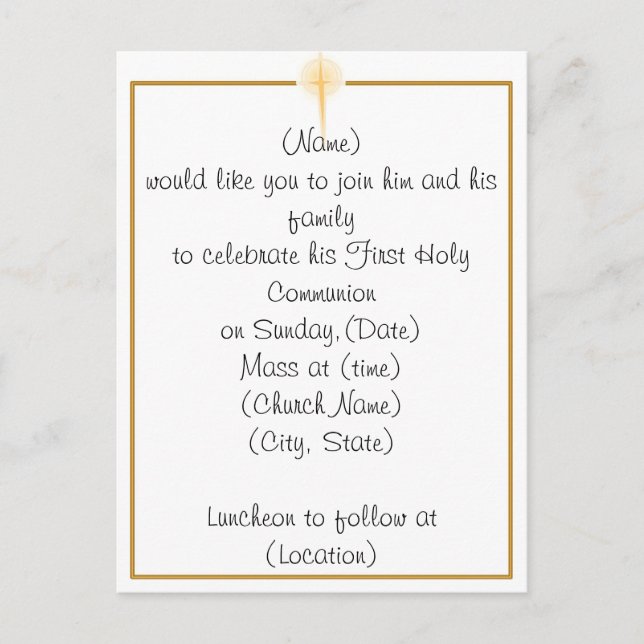 First Holy Communion Invitation (Front)