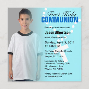 First Holy Communion Invitation Blue Cross