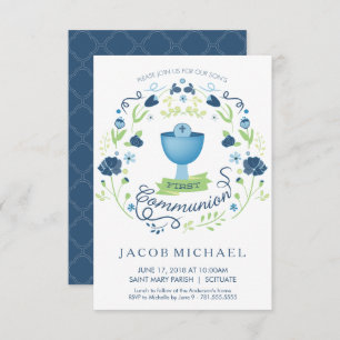 First Holy Communion Invitation Boy's Invite Card
