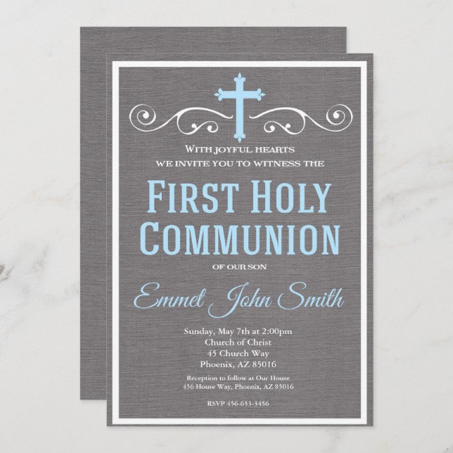First Holy Communion Invitation, First Communion Invitation (Front/Back)