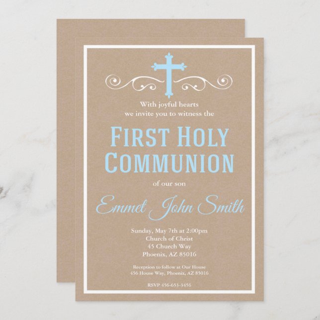 First Holy Communion Invitation, First Communion Invitation (Front/Back)