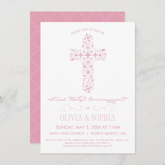 First Holy Communion Invitation - Girl Invite (Front/Back)