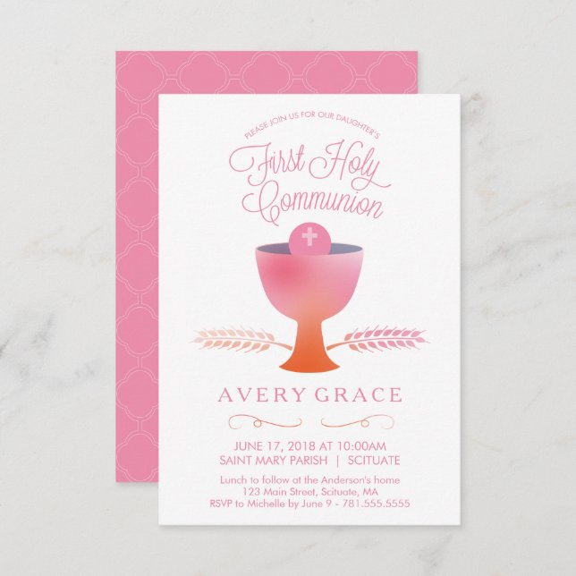 First Holy Communion Invitation - Girl's Invite (Front/Back)