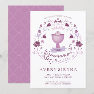 First Holy Communion Invitation Girl's Invite Card