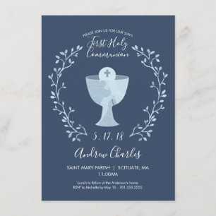 First Holy Communion Invite, Boy's 1st Communion Invitation