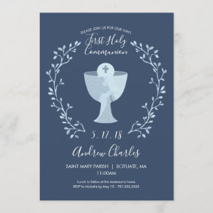 First Holy Communion Invite, Boy's 1st Communion Invitation