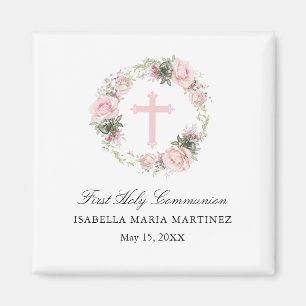 First Holy Communion Magnet Favour Pink Rose