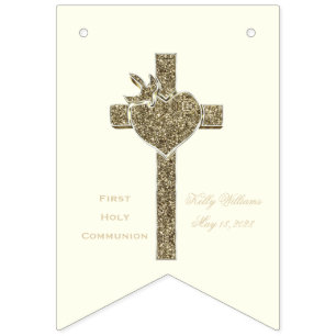 First Holy Communion or your Religious Event Cross Bunting Flags