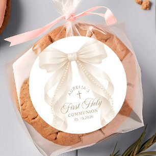 First Holy Communion Pearl Bow Sticker