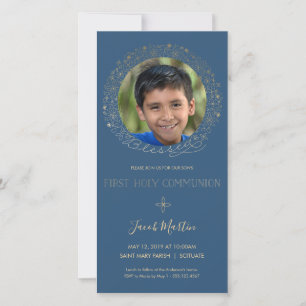 First Holy Communion Photo Card - Invite, Boy