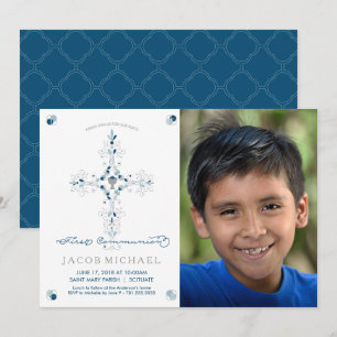 First Holy Communion Photo Invitation Boy's Invite