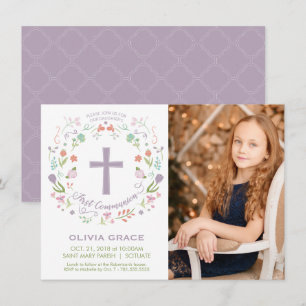 First Holy Communion Photo Invitation, Girl Invite