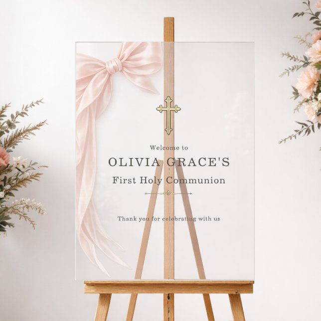 First Holy Communion Pink Bow Girl Welcome (Créateur téléchargé)