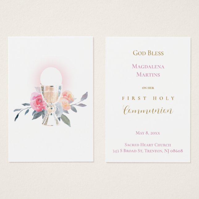 First Holy Communion remembrance card (Front & Back)