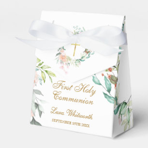 First Holy Communion Roses Floral Garland Favor Box