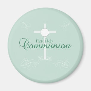 First Holy Communion, Script in Soft Green Magnet