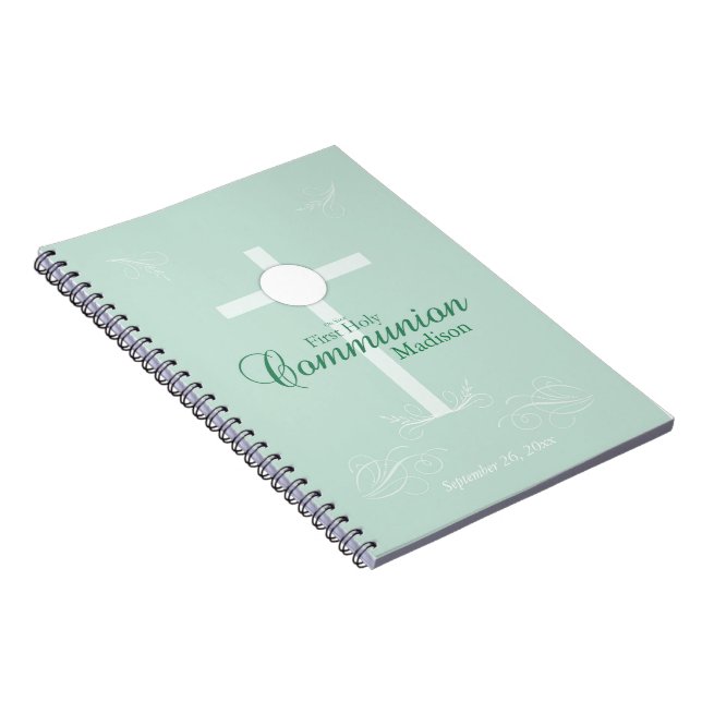 First Holy Communion, Script in Soft Green Notebook (Right Side)
