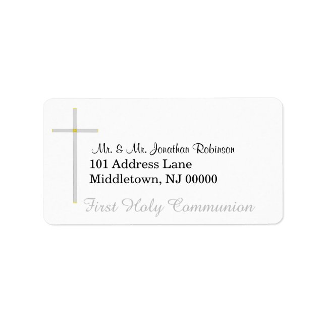 First Holy Communion Silver Cross Address Labels (Front)