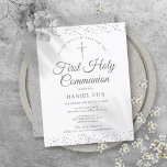 First Holy Communion Silver Stardust Save The Date Announcement Postcard<br><div class="desc">An elegant First Holy Communion save the date invitation featuring delicate silver stardust. You can personalize with your special celebration details in chic silver text. Designed by Thisisnotme©</div>