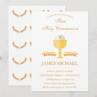 First Holy Communion Simple Golden Invitation