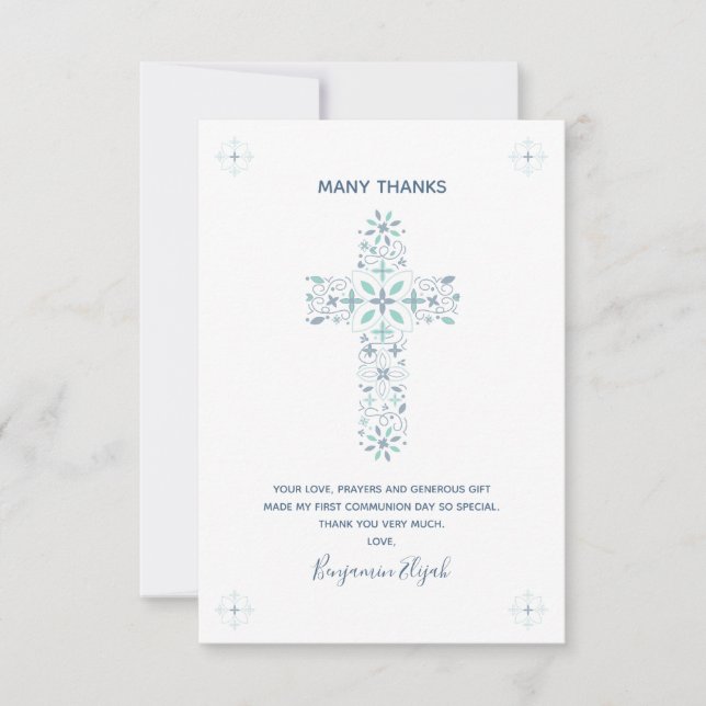 First Holy Communion Thank You Card - Custom Note (Front)