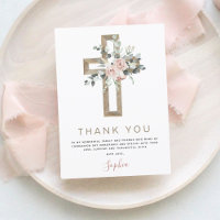 First Holy Communion Thank You Dusty Pink Rose Inv