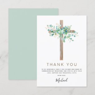 First Holy Communion Thank You Sage Eucalyptus Card