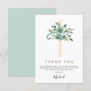 First Holy Communion Thank You Sage Eucalyptus Inv Card