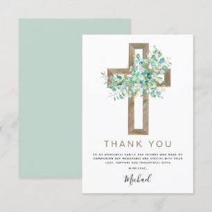 First Holy Communion Thank You Sage Eucalyptus Inv Card