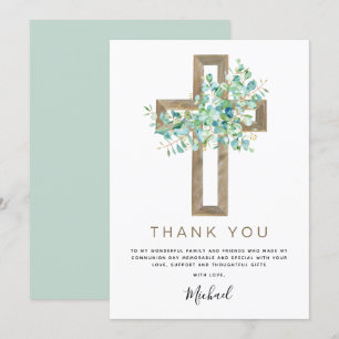 First Holy Communion Thank You Sage Eucalyptus Invitation