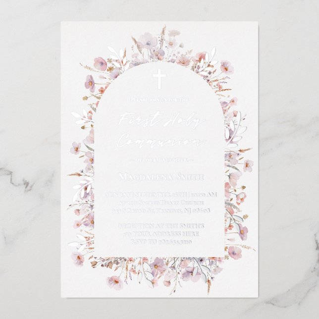 First Holy Communion wildflowers silver (Front)