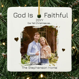 First Home First Christmas Year Faithful God Photo Ceramic Ornament