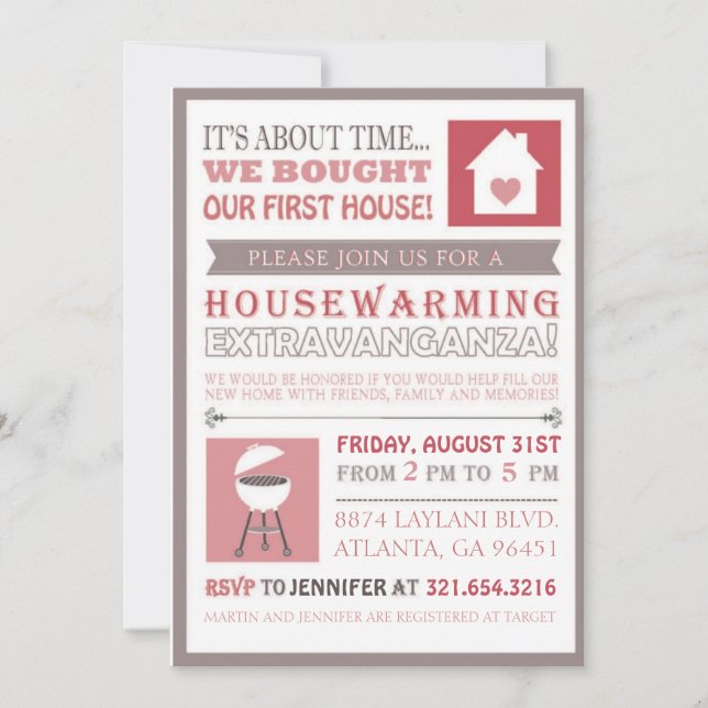 First House Cookout Housewarming Invite - Simple M (Front)