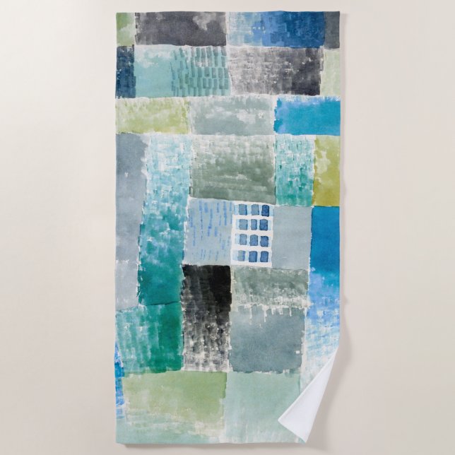 First house in a settlement - Paul Klee - Abstract Beach Towel (Front)