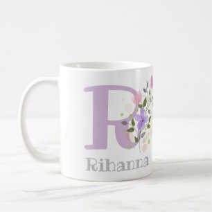 First Initial Plus first Name with Flowers Coffee Mug