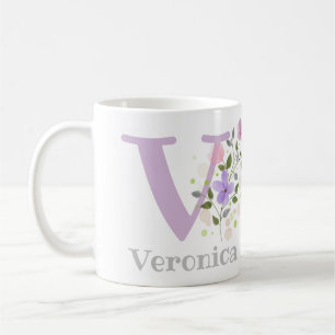 First Initial Plus first Name with Flowers Coffee Mug