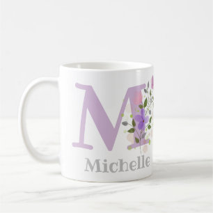 First Initial Plus first Name with Flowers Coffee Mug