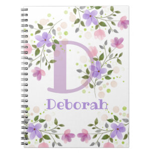 First Initial Plus Name Deborah with Flowers Notebook