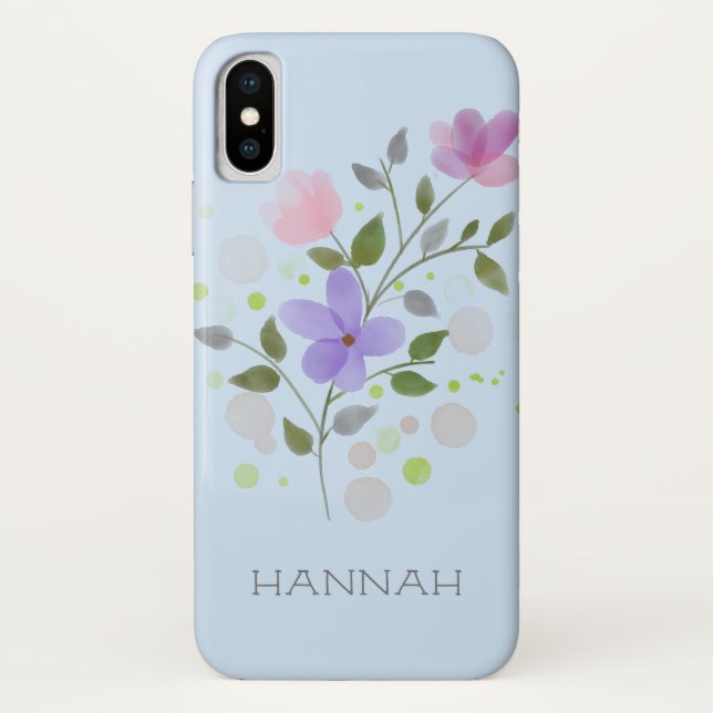 First Initial Plus Name Hannah with Flowers Case-Mate iPhone Case (Back)