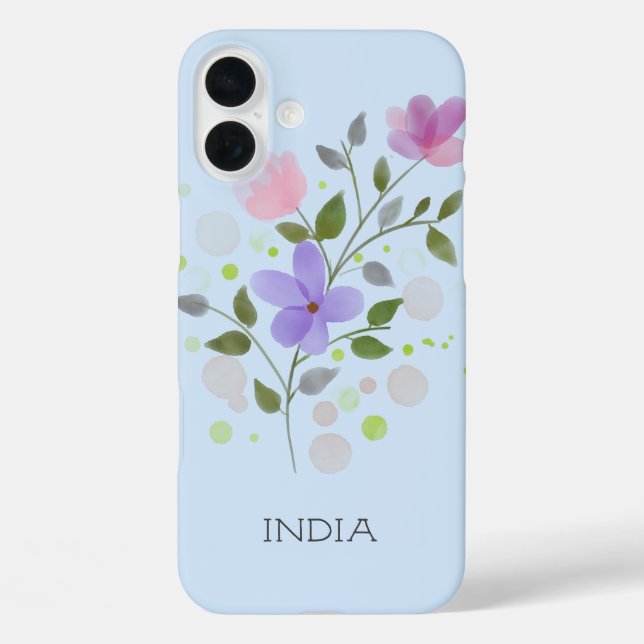 First Initial Plus Name India with Flowers Case-Mate iPhone Case (Back)