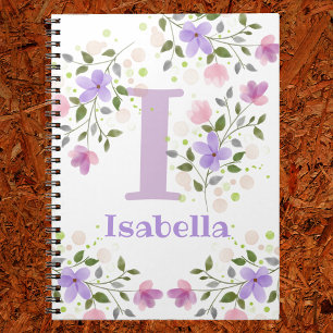 First Initial Plus Name Isabella with Flowers Notebook