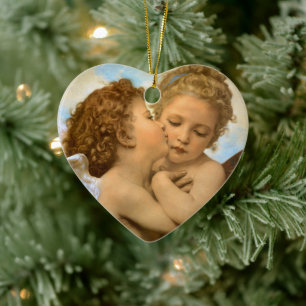 First Kiss (angel detail) by Bouguereau Ceramic Ornament