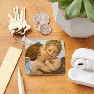 First Kiss (angel detail) by Bouguereau Keychain