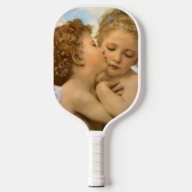 First Kiss (angel detail) by Bouguereau Pickleball Paddle (Front)