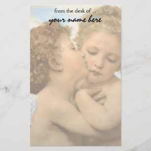 First Kiss (angel detail) by Bouguereau Stationery