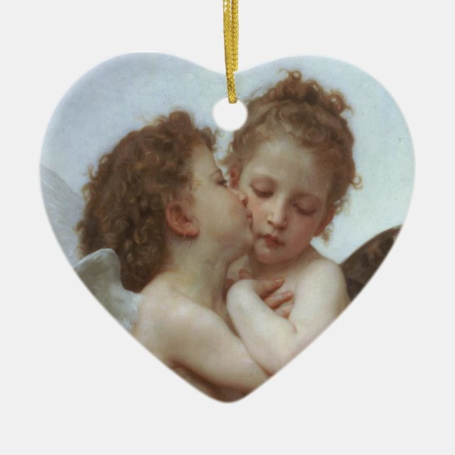 First Kiss - Beautiful Angel Painting Ceramic Ornament (Front)
